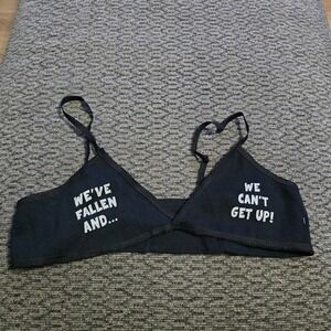 Amscan Novelty Bralette Womens One Size Black Weve Fallen Graphic Ribbed Top